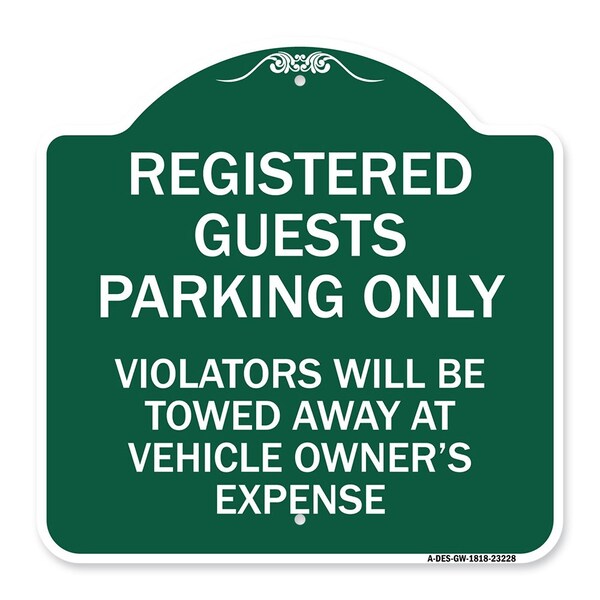 Registered Guest Parking Only Violators Will Be Towed Away at Vehicle Owners Expense, GW-1818-23228